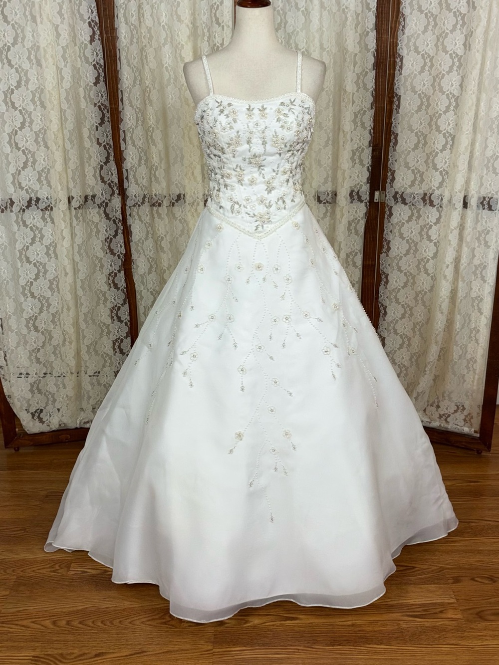 Stunning Vintage Y2K Private Collection Beaded Organza Wedding Gown